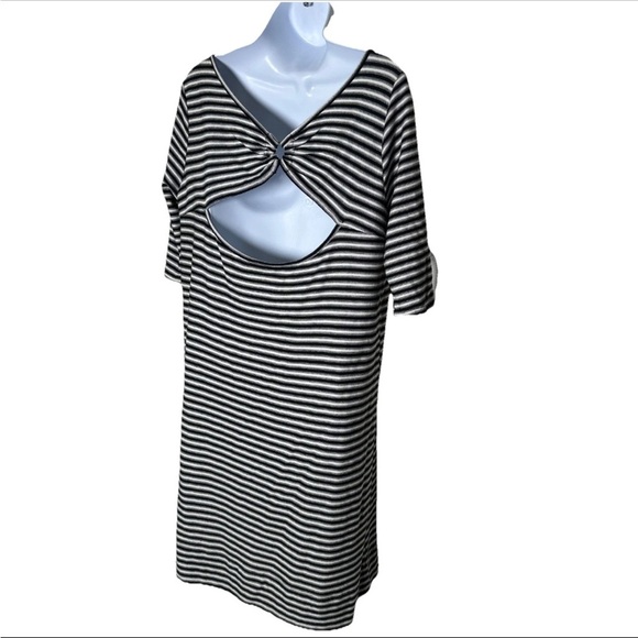 Free People Women’s Frenchie T-Shirt Dress Medium Half Sleeve Striped Cut Out - Picture 9 of 13